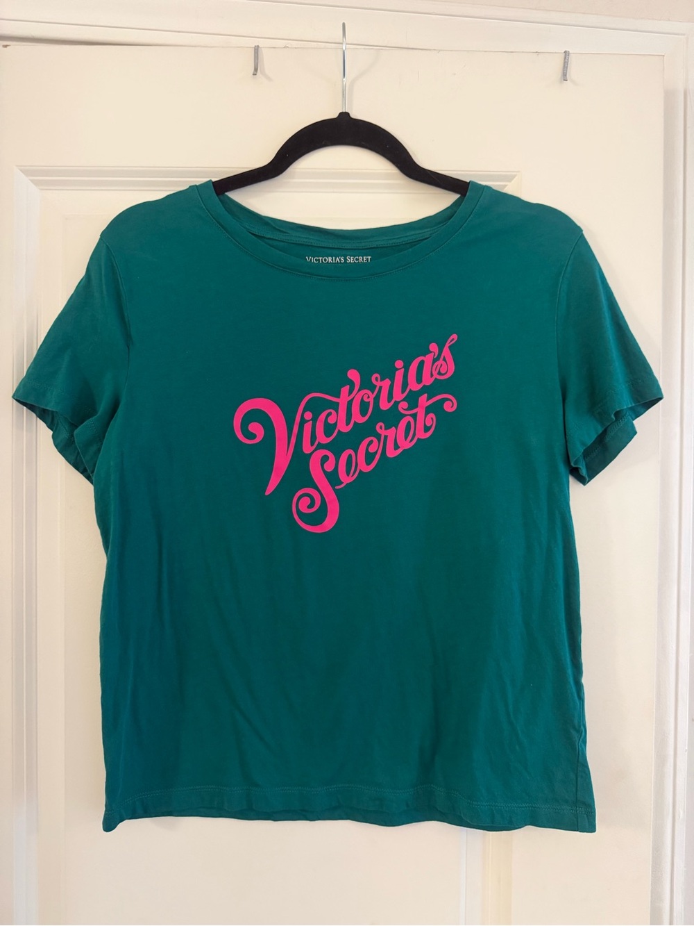 Victoria's Secret Teal Tee with Hot Pink Logo